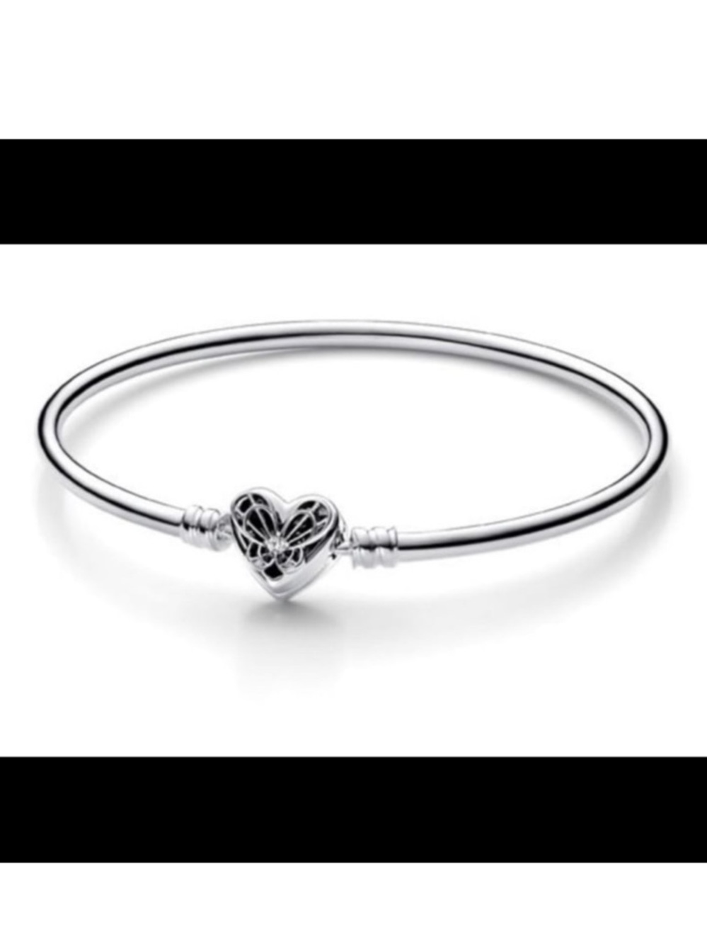 Pandora Silver Heart Butterfly Bangle